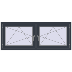 Buy Tilt-and-Turn 1500x600 mm REHAU OPTIMUM EURO-DESIGN 70 ANTHRACITE_GREY_STRUKTURAL two-sided