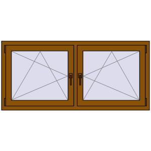 Buy Tilt-and-Turn 1500x700 mm REHAU ENERGY-SAVING SYNEGO MD GOLDEN OAK two-sided
