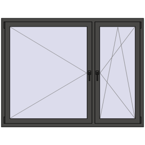 Buy Tilt-and-Turn 1700x1300 mm REHAU ENERGY-SAVING SYNEGO MD BASALT_GREY two-sided