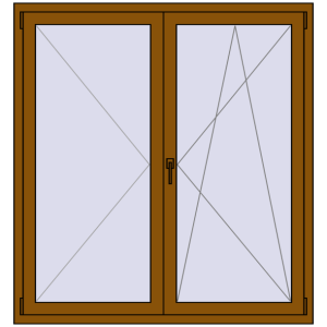 Buy Tilt-and-Turn 1400x1500 mm REHAU OPTIMUM EURO-DESIGN 70 GOLDEN OAK two-sided