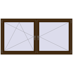 Okno plastikowe 2000x1000 mm Dwuskrzydłowe. Widok od środka Zamów teraz Okna skrzydłowe 2000x1000 mm REHAU OPTIMUM EURO-DESIGN 70 DARK_OAK dwustronny