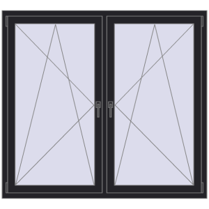 Zamów teraz Okna skrzydłowe 1560x1430 mm REHAU ENERGY-SAVING SYNEGO MD BLACK_ULTI-MATT dwustronny