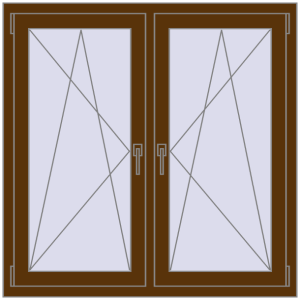 Buy Tilt-and-Turn 1150x1150 mm REHAU OPTIMUM EURO-DESIGN 70 WALNUT two-sided