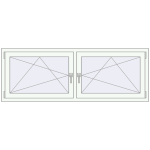 Plastic window 1770x635 mm Dwuskrzydłowe. View from inside Buy Tilt-and-Turn 1770x635 mm REHAU ENERGY-SAVING SYNEGO MD BLACK_ULTI-MATT external