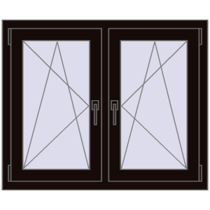 Okno plastikowe 1020x830 mm Dwuskrzydłowe. Widok od środka Zamów teraz Okna skrzydłowe 1020x830 mm REHAU ENERGY-SAVING SYNEGO MD BLACK_BROWN dwustronny
