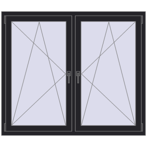 Okno plastikowe 1515x1265 mm Dwuskrzydłowe. Widok od środka Zamów teraz Okna skrzydłowe 1515x1265 mm REHAU ENERGY-SAVING SYNEGO MD BLACK_ULTI-MATT dwustronny