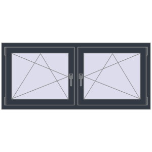 Okno plastikowe 1545x665 mm Dwuskrzydłowe. Widok od środka Zamów teraz Okna skrzydłowe 1545x665 mm REHAU ENERGY-SAVING SYNEGO MD ANTHRACITE_GREY_STRUKTURAL dwustronny