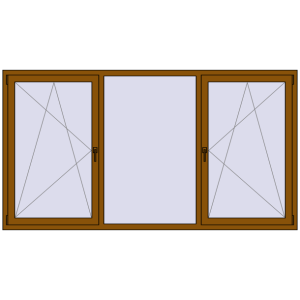 Buy Tilt-and-Turn 2470x1340 mm REHAU ENERGY-SAVING SYNEGO MD GOLDEN OAK two-sided