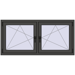 Buy Tilt-and-Turn 1500x695 mm REHAU ENERGY-SAVING SYNEGO MD BASALT_GREY two-sided