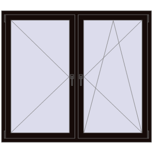 Buy Tilt-and-Turn 1600x1400 mm REHAU ENERGY-SAVING SYNEGO MD BLACK_BROWN two-sided