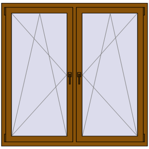 Buy Tilt-and-Turn 1465x1435 mm REHAU OPTIMUM EURO-DESIGN 70 GOLDEN OAK two-sided