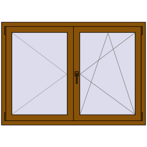 Buy Tilt-and-Turn 1400x1000 mm REHAU ENERGY-SAVING SYNEGO MD GOLDEN OAK two-sided