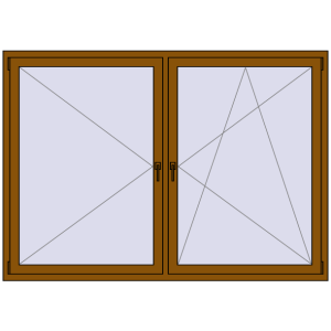 Buy Tilt-and-Turn 2050x1450 mm REHAU ENERGY-SAVING SYNEGO MD GOLDEN OAK two-sided