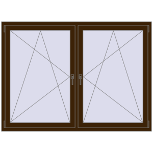 Okno plastikowe 1830x1295 mm Dwuskrzydłowe. Widok od środka Zamów teraz Okna skrzydłowe 1830x1295 mm REHAU ENERGY-SAVING SYNEGO MD DARK_OAK dwustronny