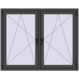 Zamów teraz Okna skrzydłowe 1470x1160 mm REHAU ENERGY-SAVING SYNEGO MD BASALT_GREY dwustronny