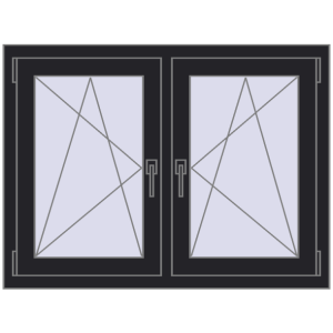 Zamów teraz Okna skrzydłowe 1080x800 mm REHAU ENERGY-SAVING SYNEGO MD BLACK_ULTI-MATT dwustronny