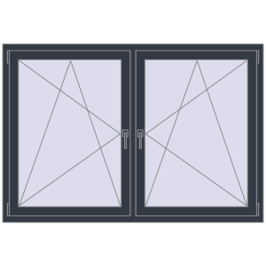 Zamów teraz Okna skrzydłowe 1680x1145 mm REHAU ENERGY-SAVING SYNEGO MD ANTHRACITE_GREY_STRUKTURAL dwustronny