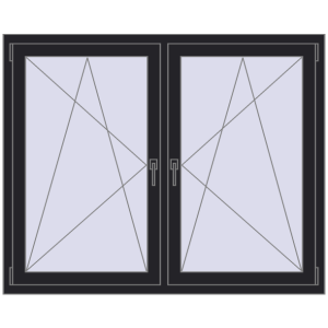 Zamów teraz Okna skrzydłowe 1455x1190 mm REHAU ENERGY-SAVING SYNEGO MD BLACK_ULTI-MATT dwustronny