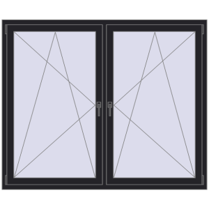 Zamów teraz Okna skrzydłowe 1815x1460 mm REHAU ENERGY-SAVING SYNEGO MD BLACK_ULTI-MATT dwustronny