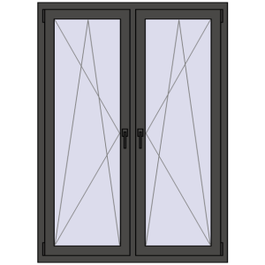 Okno plastikowe 1170x1595 mm Dwuskrzydłowe. Widok od środka Zamów teraz Okna skrzydłowe 1170x1595 mm REHAU ENERGY-SAVING SYNEGO MD BASALT_GREY dwustronny