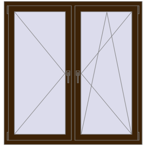Buy Tilt-and-Turn 1350x1400 mm REHAU OPTIMUM EURO-DESIGN 70 DARK_OAK two-sided