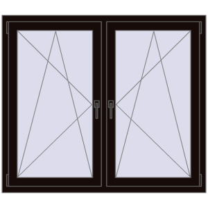 Zamów teraz Okna skrzydłowe 1440x1175 mm REHAU ENERGY-SAVING SYNEGO MD BLACK_BROWN dwustronny