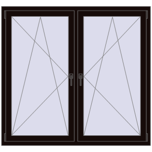 Zamów teraz Okna skrzydłowe 1500x1415 mm REHAU ENERGY-SAVING SYNEGO MD BLACK_BROWN dwustronny