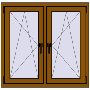 Okno plastikowe 1005x965 mm Dwuskrzydłowe. Widok od środka Zamów teraz Okna skrzydłowe 1005x965 mm REHAU ENERGY-SAVING SYNEGO MD GOLDEN OAK dwustronny