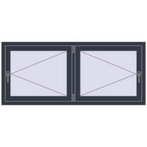 Buy Tilt-and-Turn 1600x700 mm REHAU OPTIMUM EURO-DESIGN 70 ANTHRACITE_GREY_STRUKTURAL two-sided