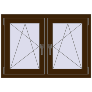 Okno plastikowe 1020x710 mm Dwuskrzydłowe. Widok od środka Zamów teraz Okna skrzydłowe 1020x710 mm REHAU ENERGY-SAVING SYNEGO MD DARK_OAK dwustronny