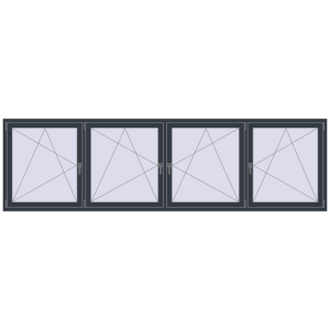 Buy Tilt-and-Turn 3500x1000 mm REHAU OPTIMUM EURO-DESIGN 70 ANTHRACITE_GREY_STRUKTURAL two-sided