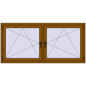 Plastic window 1770x845 mm Dwuskrzydłowe. View from inside Buy Tilt-and-Turn 1770x845 mm REHAU ENERGY-SAVING SYNEGO MD GOLDEN OAK two-sided