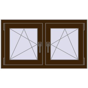 Okno plastikowe 990x560 mm Dwuskrzydłowe. Widok od środka Zamów teraz Okna skrzydłowe 990x560 mm EPSILON OPTIMA DARK_OAK dwustronny