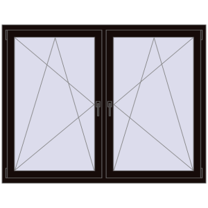 Okno plastikowe 1665x1280 mm Dwuskrzydłowe. Widok od środka Zamów teraz Okna skrzydłowe 1665x1280 mm REHAU ENERGY-SAVING SYNEGO MD BLACK_BROWN dwustronny