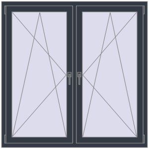 Buy Tilt-and-Turn 1400x1400 mm REHAU OPTIMUM EURO-DESIGN 70 ANTHRACITE_GREY_STRUKTURAL two-sided