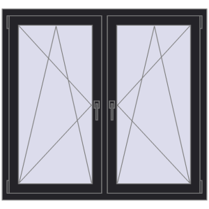 Zamów teraz Okna skrzydłowe 1335x1205 mm REHAU ENERGY-SAVING SYNEGO MD BLACK_ULTI-MATT dwustronny