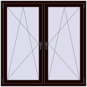 Buy Tilt-and-Turn 1400x1400 mm REHAU OPTIMUM EURO-DESIGN 70 CHOCOLATE_BROWN two-sided