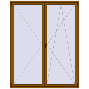 Buy Tilt-and-Turn 1800x2300 mm REHAU ENERGY-SAVING SYNEGO MD GOLDEN OAK two-sided