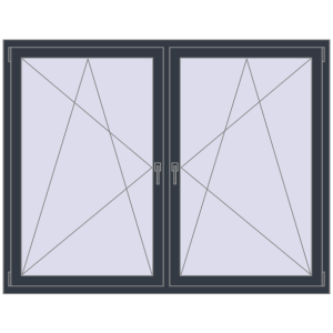 Buy Tilt-and-Turn 1755x1400 mm REHAU ENERGY-SAVING SYNEGO MD ANTHRACITE_GREY_STRUKTURAL two-sided