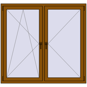 Buy Tilt-and-Turn 1450x1400 mm REHAU OPTIMUM EURO-DESIGN 70 GOLDEN OAK two-sided