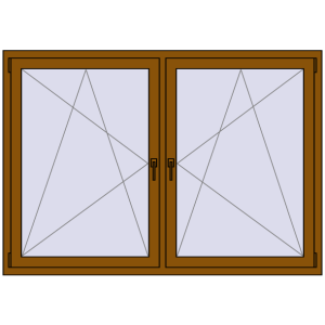 Plastic window 1770x1235 mm Dwuskrzydłowe. View from inside Buy Tilt-and-Turn 1770x1235 mm REHAU ENERGY-SAVING SYNEGO MD GOLDEN OAK two-sided