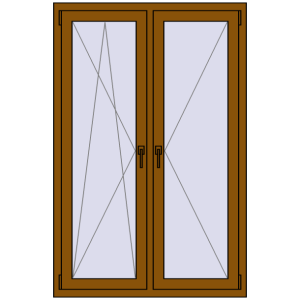 Buy Tilt-and-Turn 1050x1600 mm REHAU ENERGY-SAVING SYNEGO MD GOLDEN OAK two-sided