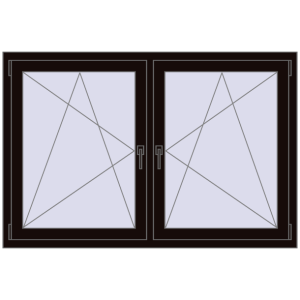 Buy Tilt-and-Turn 1500x1000 mm REHAU OPTIMUM EURO-DESIGN 70 BLACK_BROWN two-sided