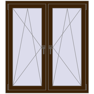 Okno plastikowe 1185x1310 mm Dwuskrzydłowe. Widok od środka Zamów teraz Okna skrzydłowe 1185x1310 mm REHAU ENERGY-SAVING SYNEGO MD DARK_OAK dwustronny