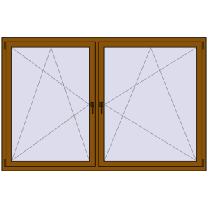 Buy Tilt-and-Turn 2150x1400 mm REHAU OPTIMUM EURO-DESIGN 70 GOLDEN OAK two-sided