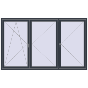 Zamów teraz Okna skrzydłowe 2500x1500 mm REHAU OPTIMUM EURO-DESIGN 70 ANTHRACITE_GREY_STRUKTURAL dwustronny