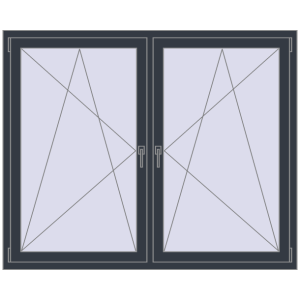 Zamów teraz Okna skrzydłowe 1665x1325 mm REHAU ENERGY-SAVING SYNEGO MD ANTHRACITE_GREY_STRUKTURAL dwustronny