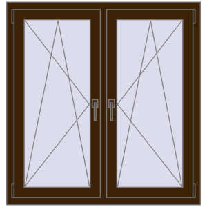 Okno plastikowe 1050x1145 mm Dwuskrzydłowe. Widok od środka Zamów teraz Okna skrzydłowe 1050x1145 mm REHAU ENERGY-SAVING SYNEGO MD DARK_OAK dwustronny