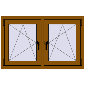 Okno plastikowe 1065x650 mm Dwuskrzydłowe. Widok od środka Zamów teraz Okna skrzydłowe 1065x650 mm REHAU ENERGY-SAVING SYNEGO MD GOLDEN OAK dwustronny