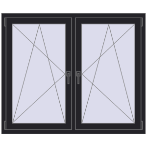 Zamów teraz Okna skrzydłowe 1365x1130 mm REHAU ENERGY-SAVING SYNEGO MD BLACK_ULTI-MATT dwustronny